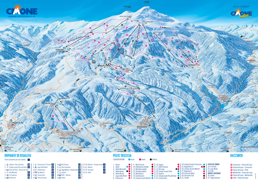 Mappa piste sci Cimone