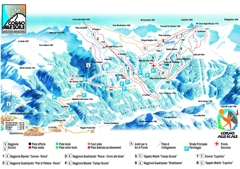 Mappa piste sci Corno alle Scale