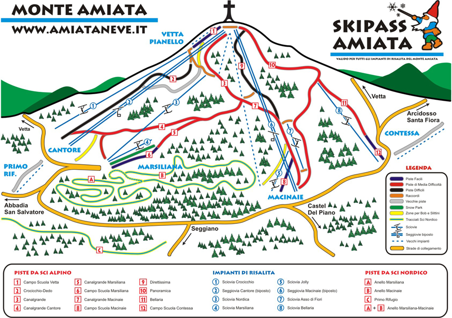 Mappa piste sci Monte Amiata