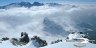La nebbia si dirada su Skiarea Belvedere e tornanti Passo Pordoi 
