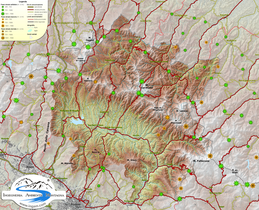 Mappa dei Passi del Mugello